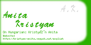 anita kristyan business card